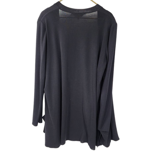 Exclusively Misook Woman 2x Classic Black Long‎ Line Open Front Cardigan 2X - Picture 2 of 8